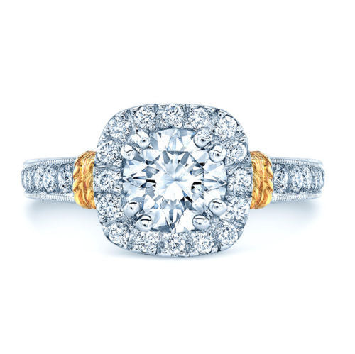Platinum Diamond Engagement Ring 18K Gold Natural Round 1.44 CTW