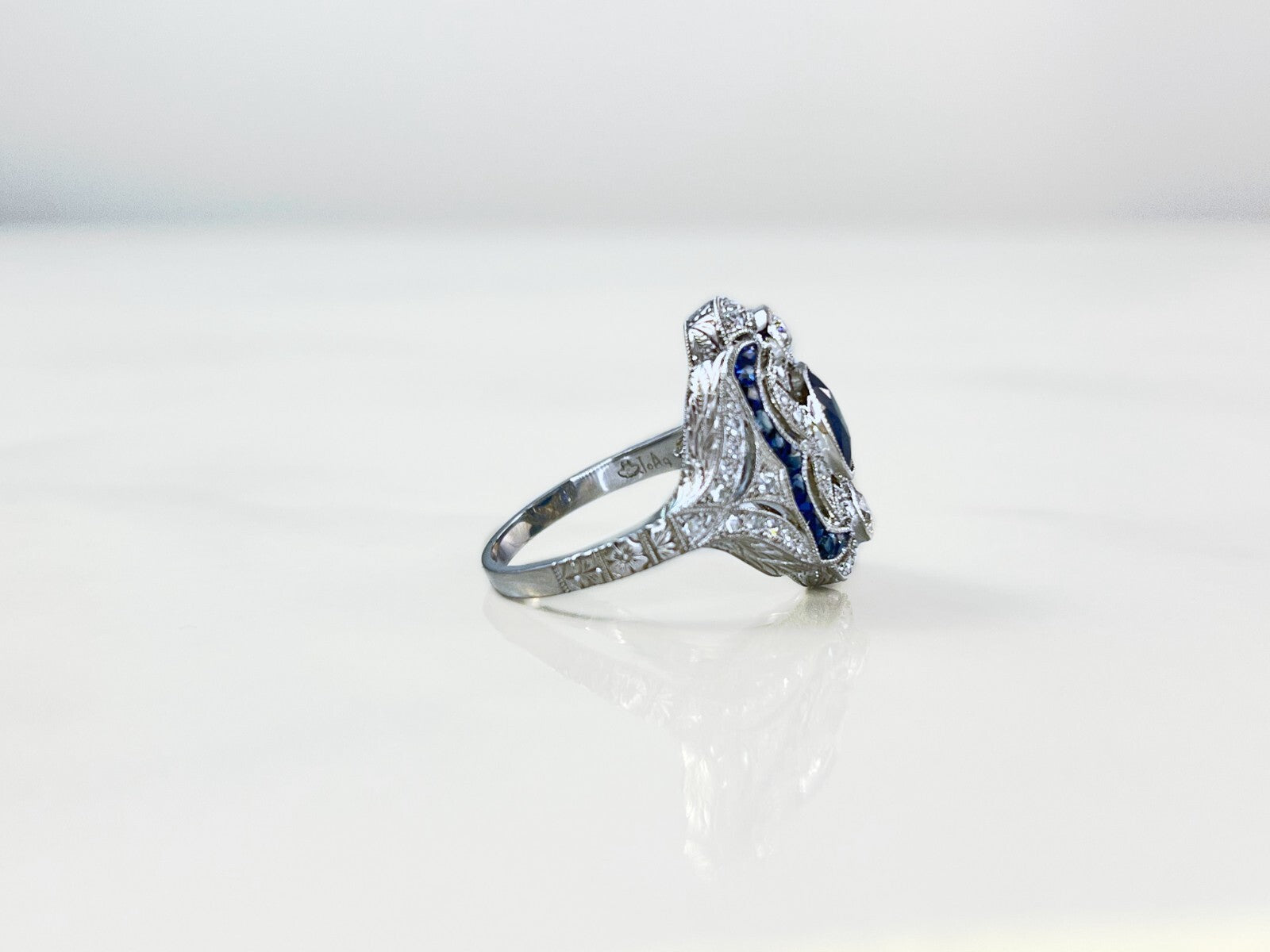 Art Deco Sapphire Diamond Platinum Ring Old Mine European Cut Natural 1.59 CTW