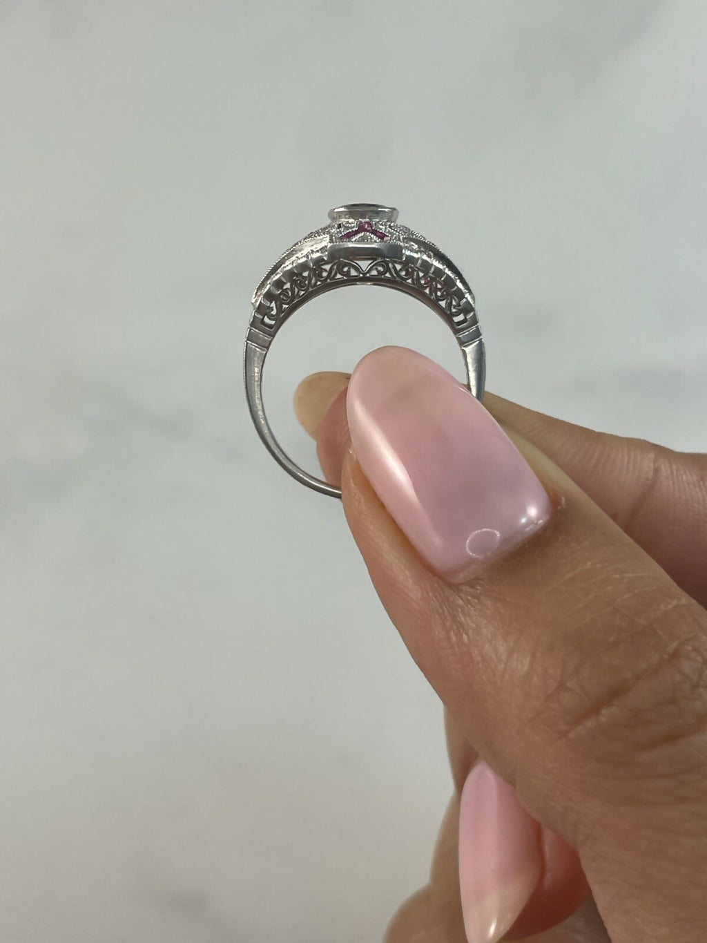 Ruby Diamond Platinum Engagement Ring Art Deco Natural 1.46 TCW Certified