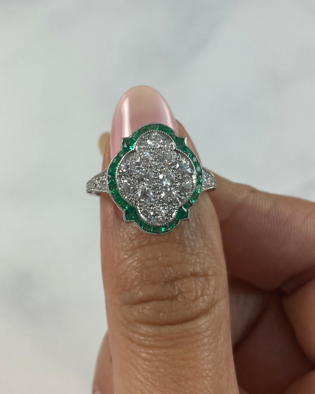 Platinum Diamond Emerald Ring Art Deco Antique Estate Natural Certified 1.17 TCW