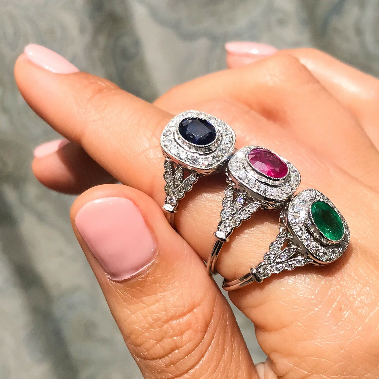 Ruby Diamond Platinum Engagement Ring Art Deco Handmade Vintage Antique Finish