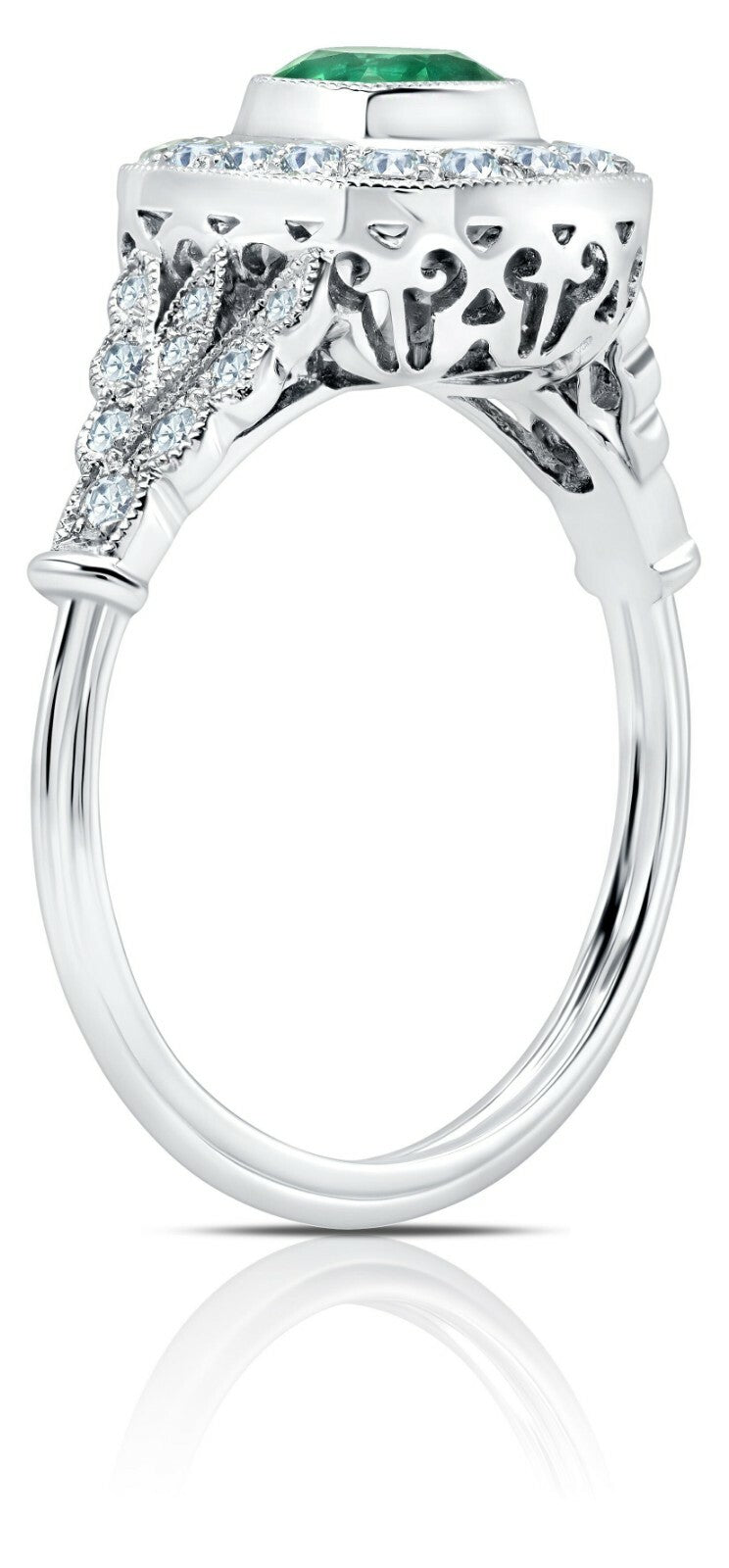 Emerald Diamond Platinum Engagement Ring Art Deco Natural 1.97 TCW Oval round