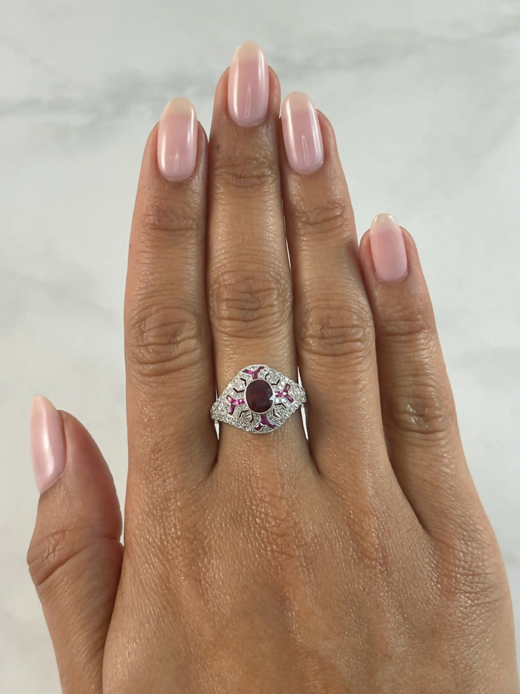 Ruby Diamond Platinum Engagement Ring Art Deco Natural 1.46 TCW Certified