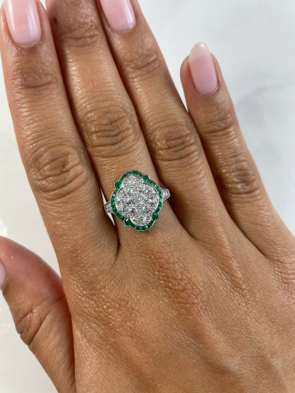 Platinum Diamond Emerald Ring Art Deco Antique Estate Natural Certified 1.17 TCW