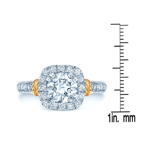 Platinum Diamond Engagement Ring 18K Gold Natural Round 1.44 CTW
