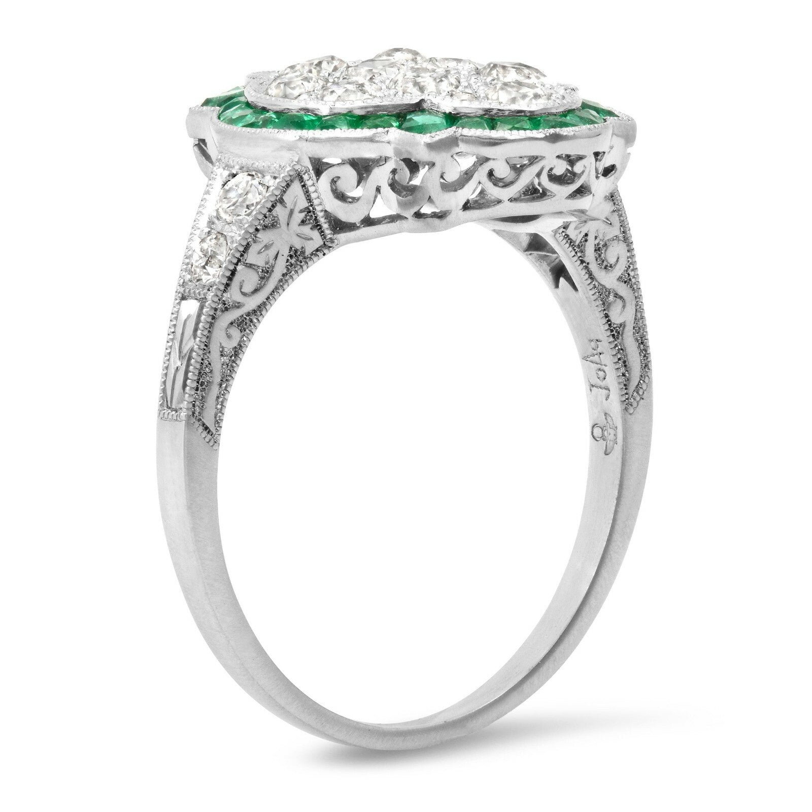 Platinum Diamond Emerald Ring Art Deco Antique Estate Natural Certified 1.17 TCW