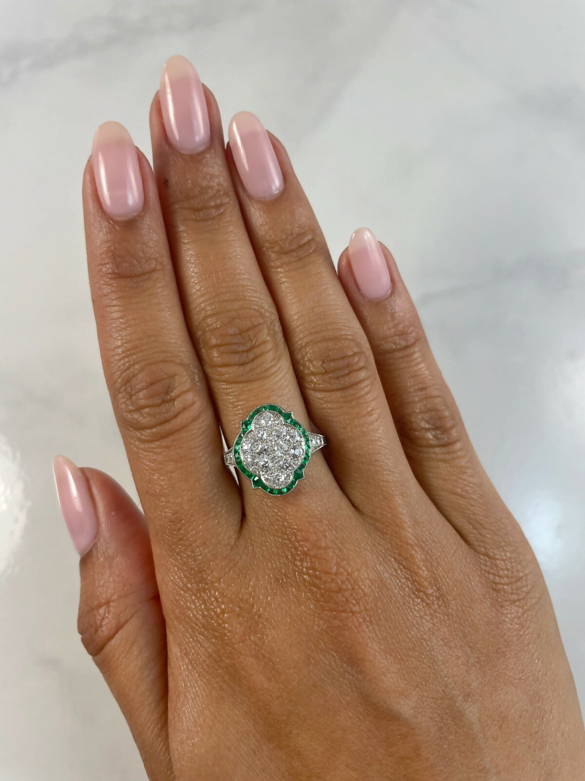 Platinum Diamond Emerald Ring Art Deco Antique Estate Natural Certified 1.17 TCW