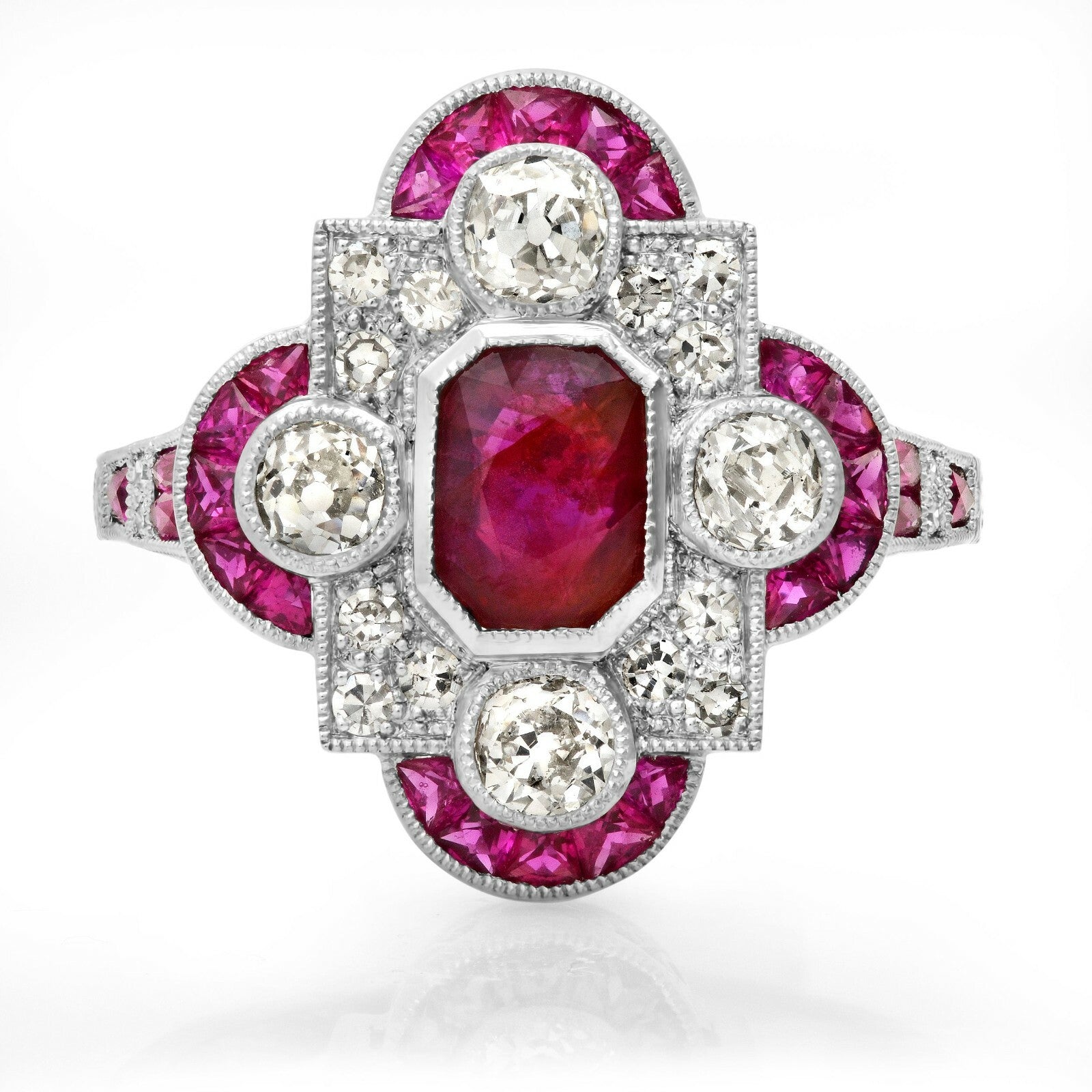 Ruby Diamond Platinum Ring Art Deco Antique Estate Finish Certified Natural