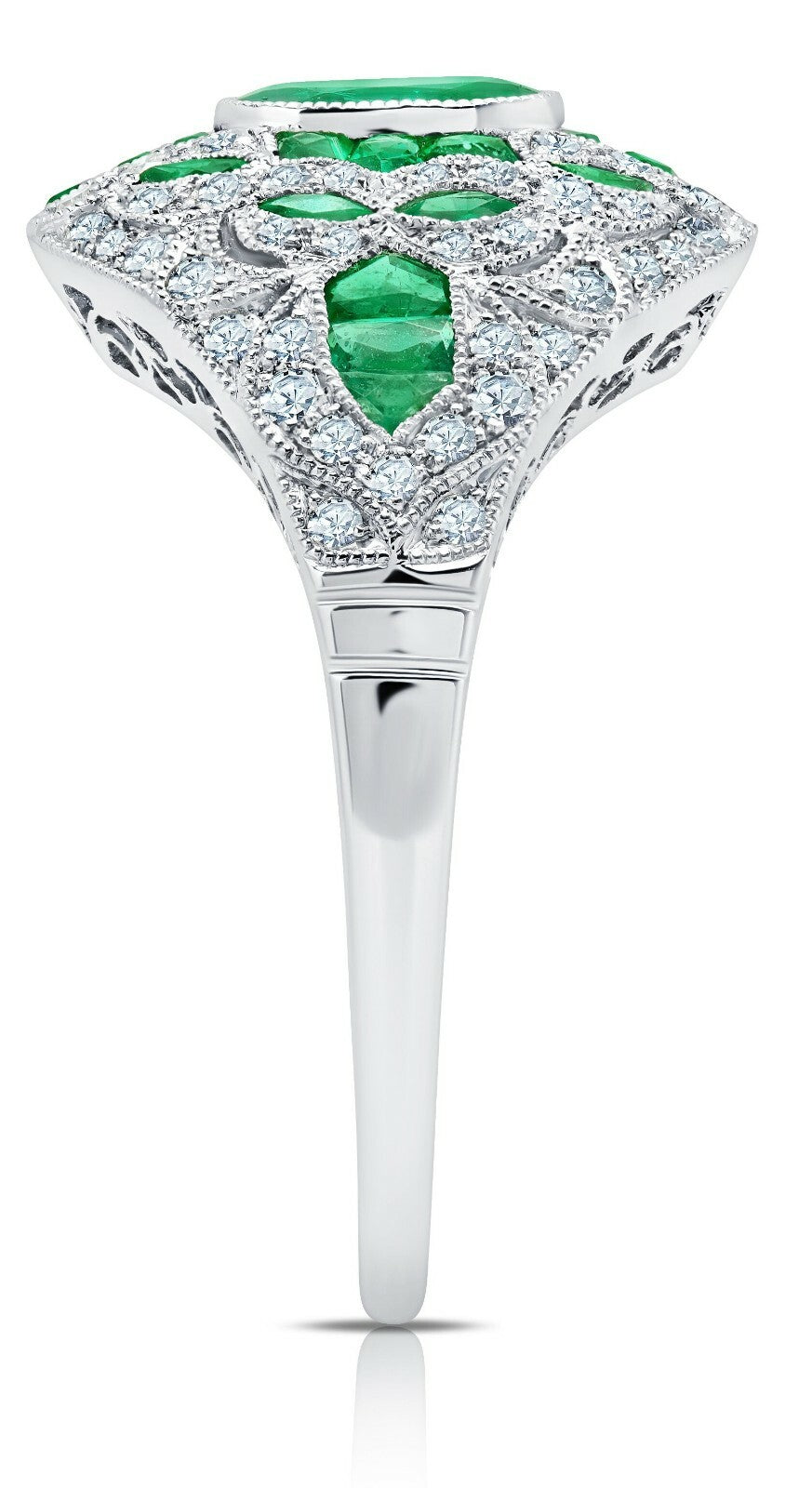 Platinum Diamond Emerald Ring Art Deco 2.49 CTW Natural