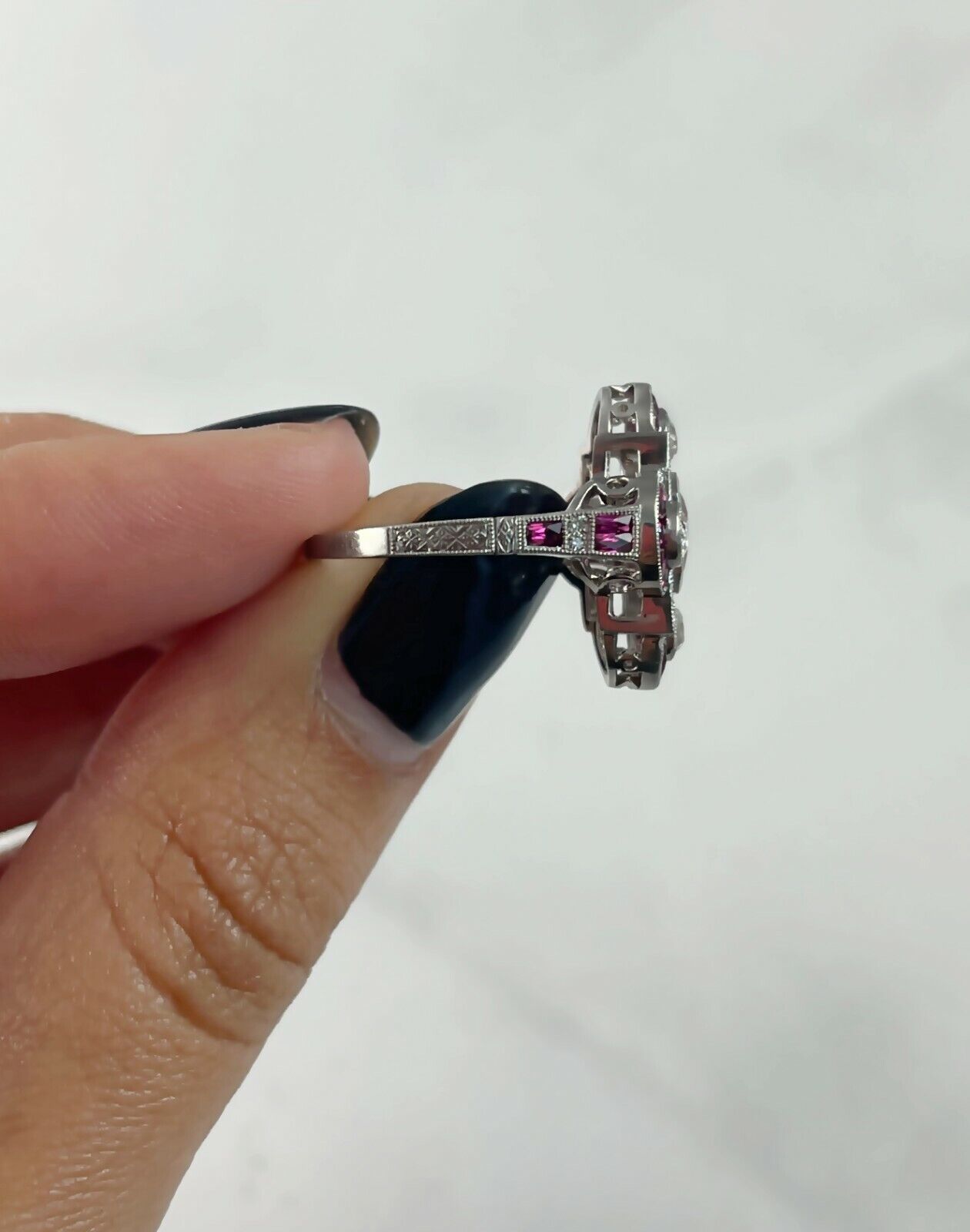 Ruby Diamond Platinum Ring Art Deco Antique Estate Finish Certified Natural
