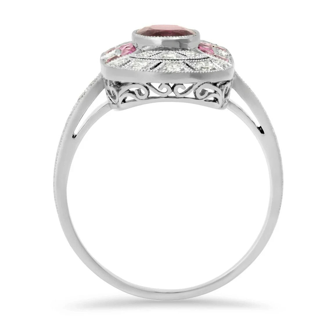 Art Deco Oval Ruby Diamond Platinum Ring Natural 1.66 CTW Cocktail Anniversary