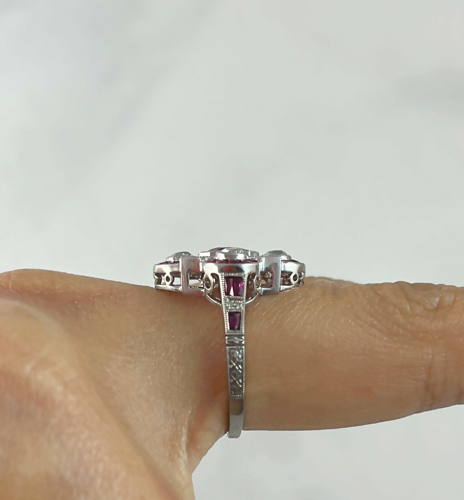 Ruby Diamond Platinum Ring Art Deco Antique Estate Finish Certified Natural