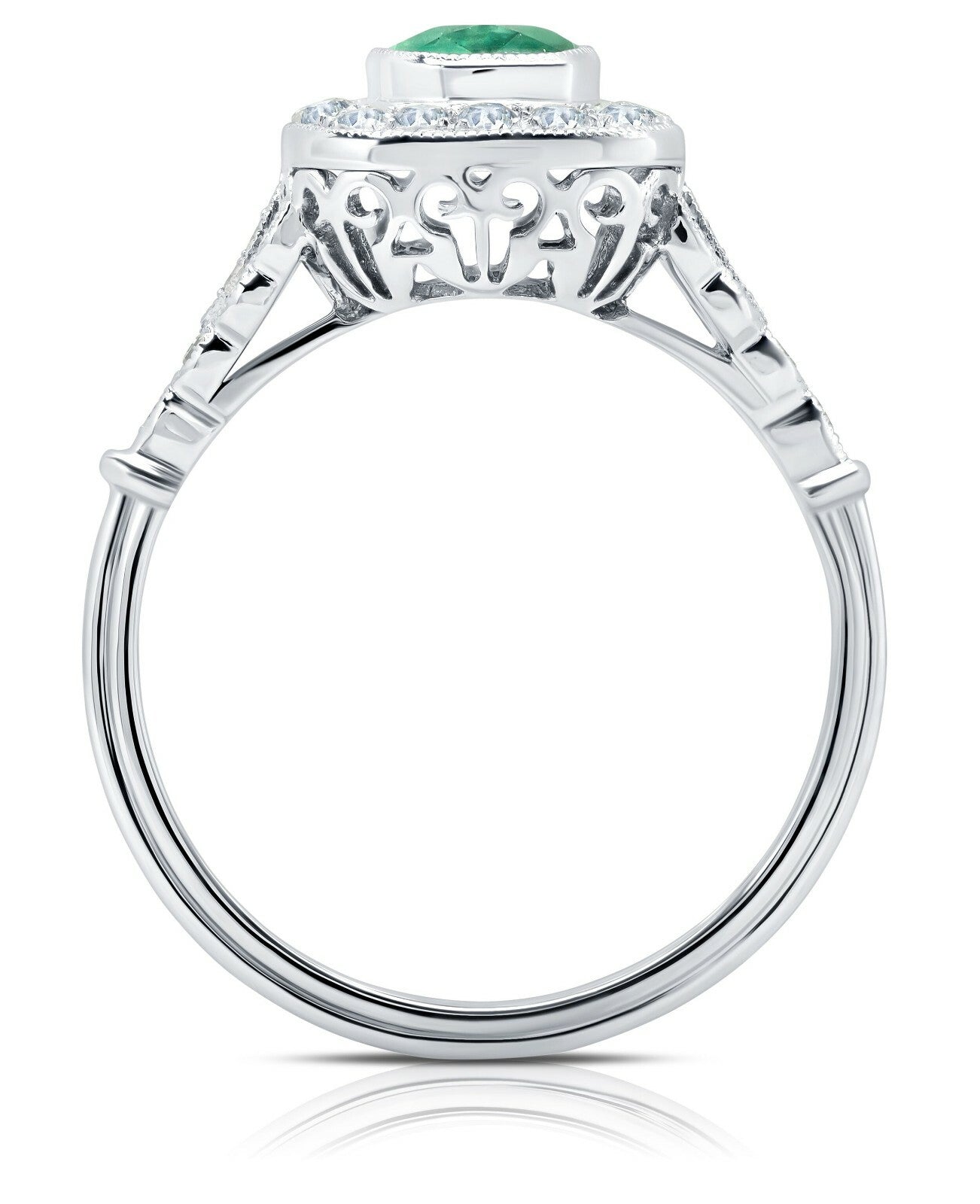 Emerald Diamond Platinum Engagement Ring Art Deco Natural 1.97 TCW Oval round