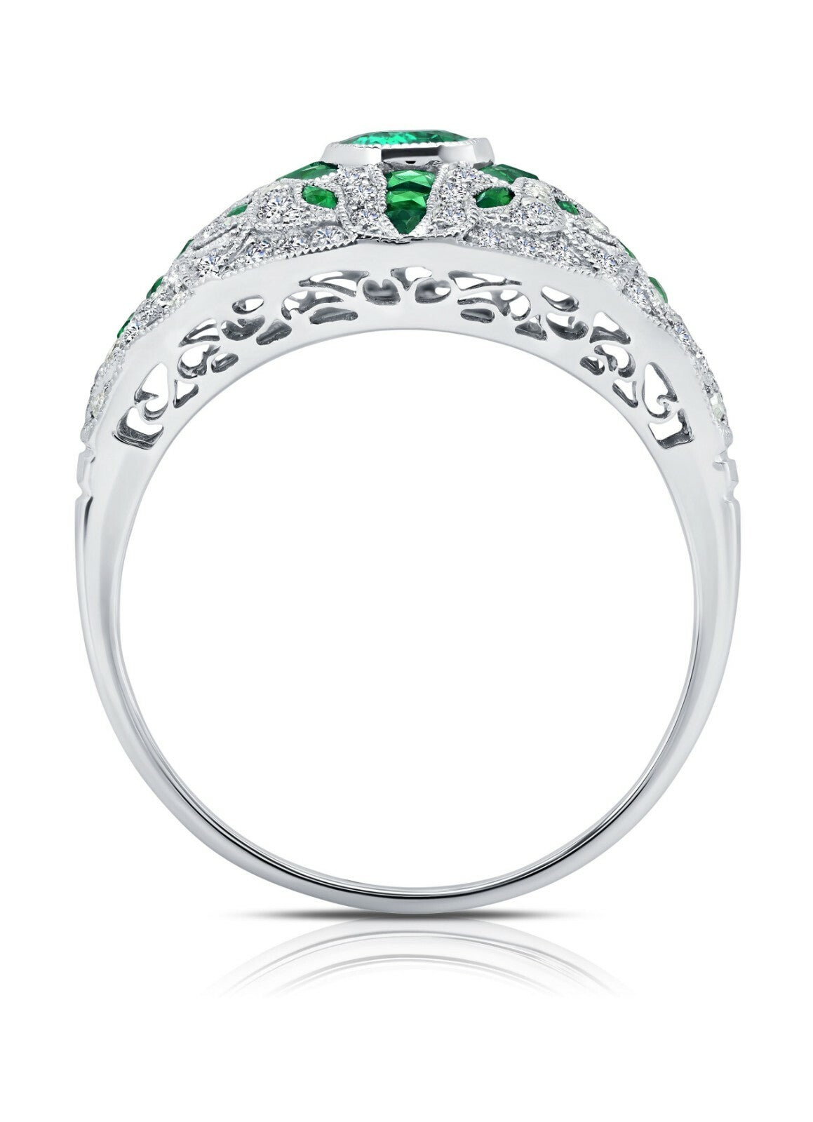 Platinum Diamond Emerald Ring Art Deco 2.49 CTW Natural