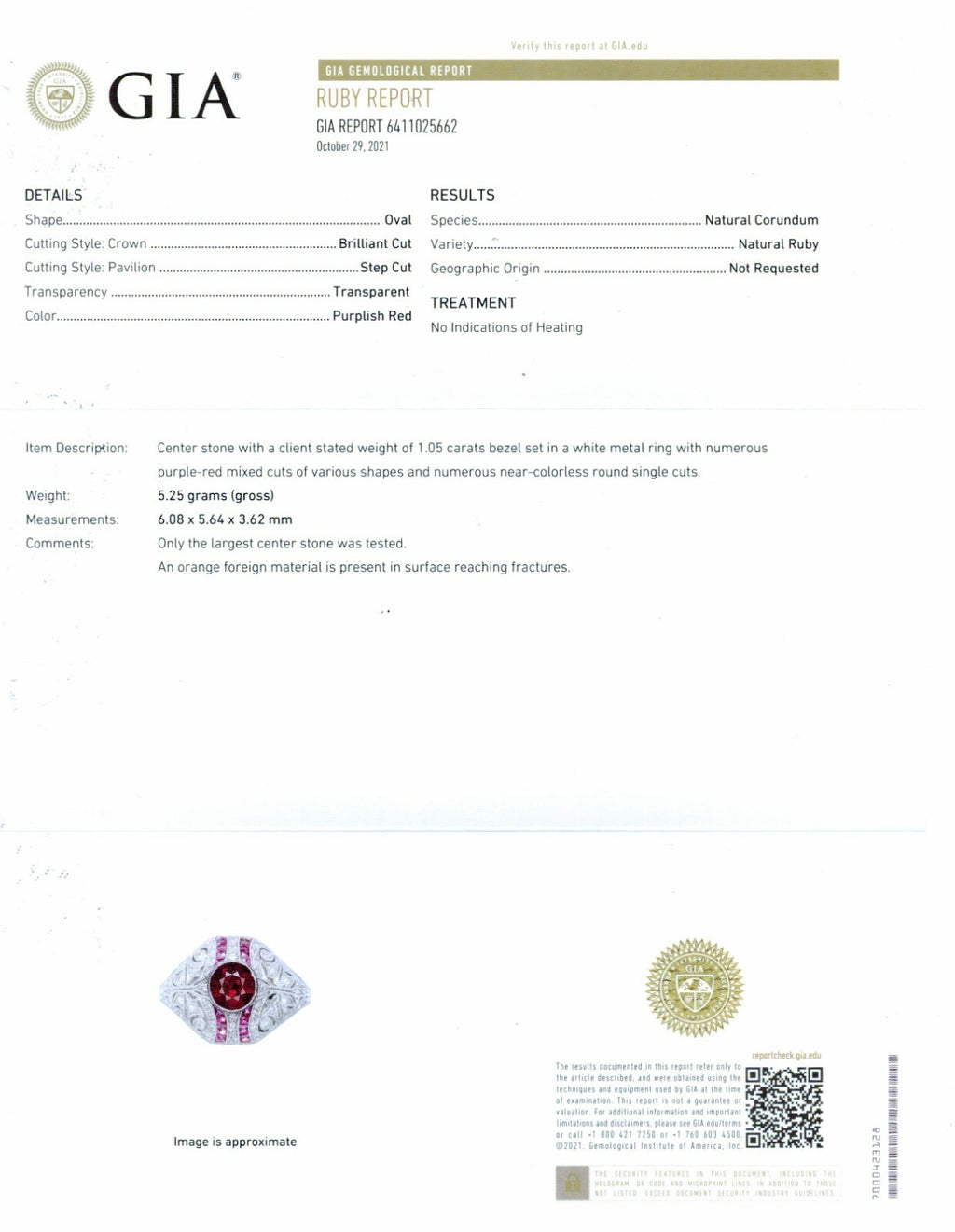 GIA Ruby Diamond Art Deco Platinum Ring Natural NO HEAT Estate Antique Inspired