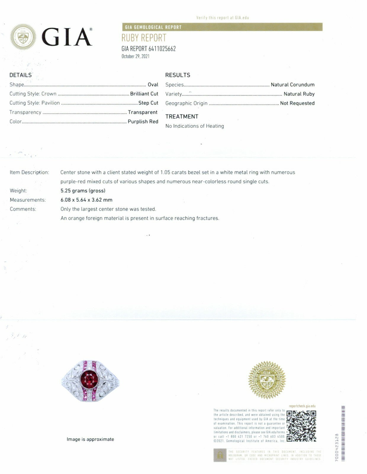 GIA Ruby Diamond Art Deco Platinum Ring Natural NO HEAT Estate Antique Inspired