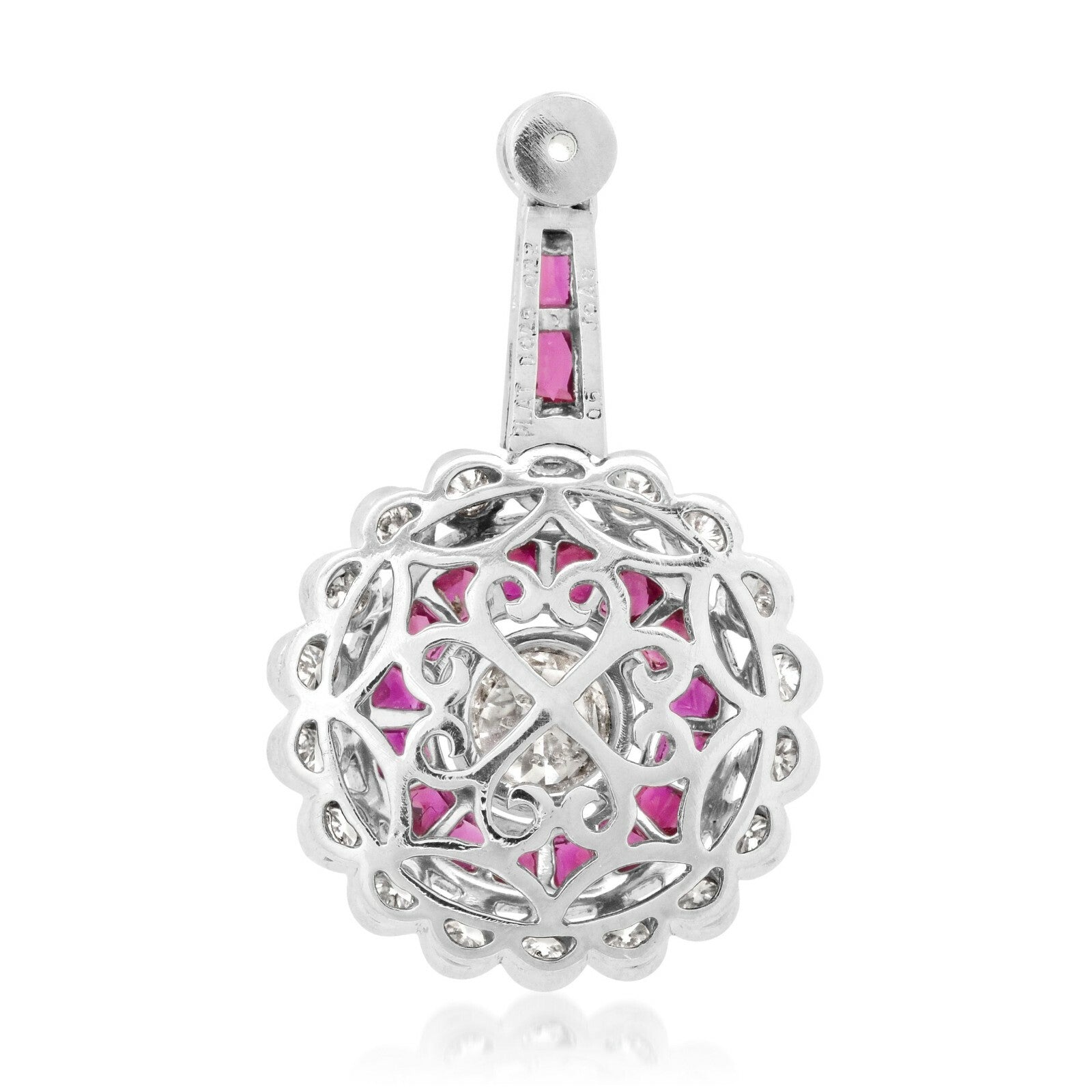 Platinum Ruby Diamond Pendant Necklace 1.02 TCW Natural Certified Round Baguette