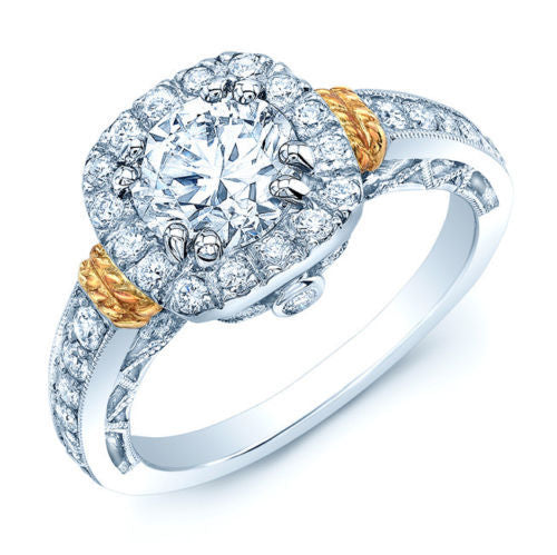 Platinum Diamond Engagement Ring 18K Gold Natural Round 1.44 CTW