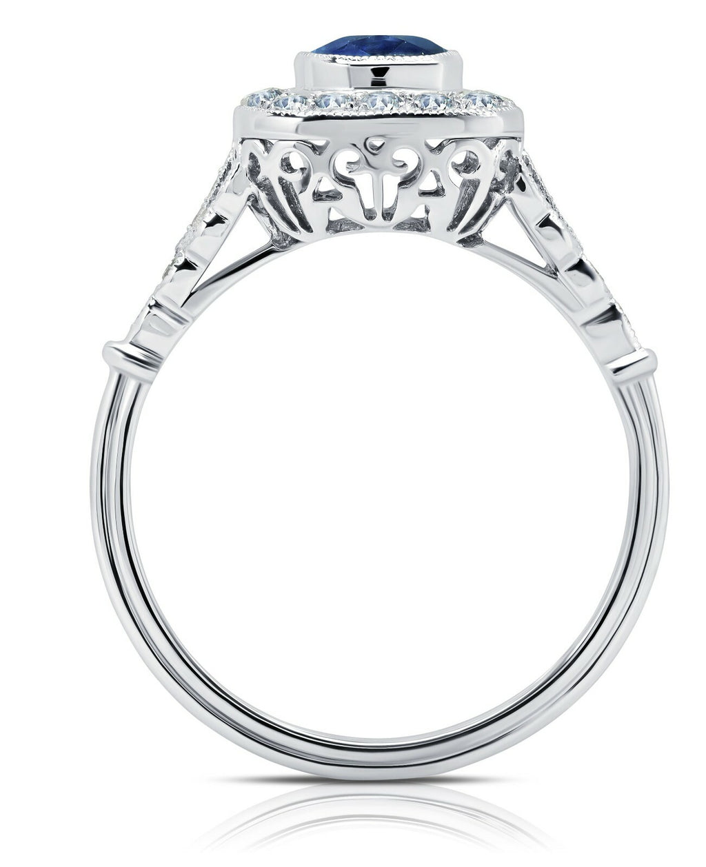 Blue Sapphire Diamond Platinum Engagement Ring Oval Antique Art Deco 1.97 CTW