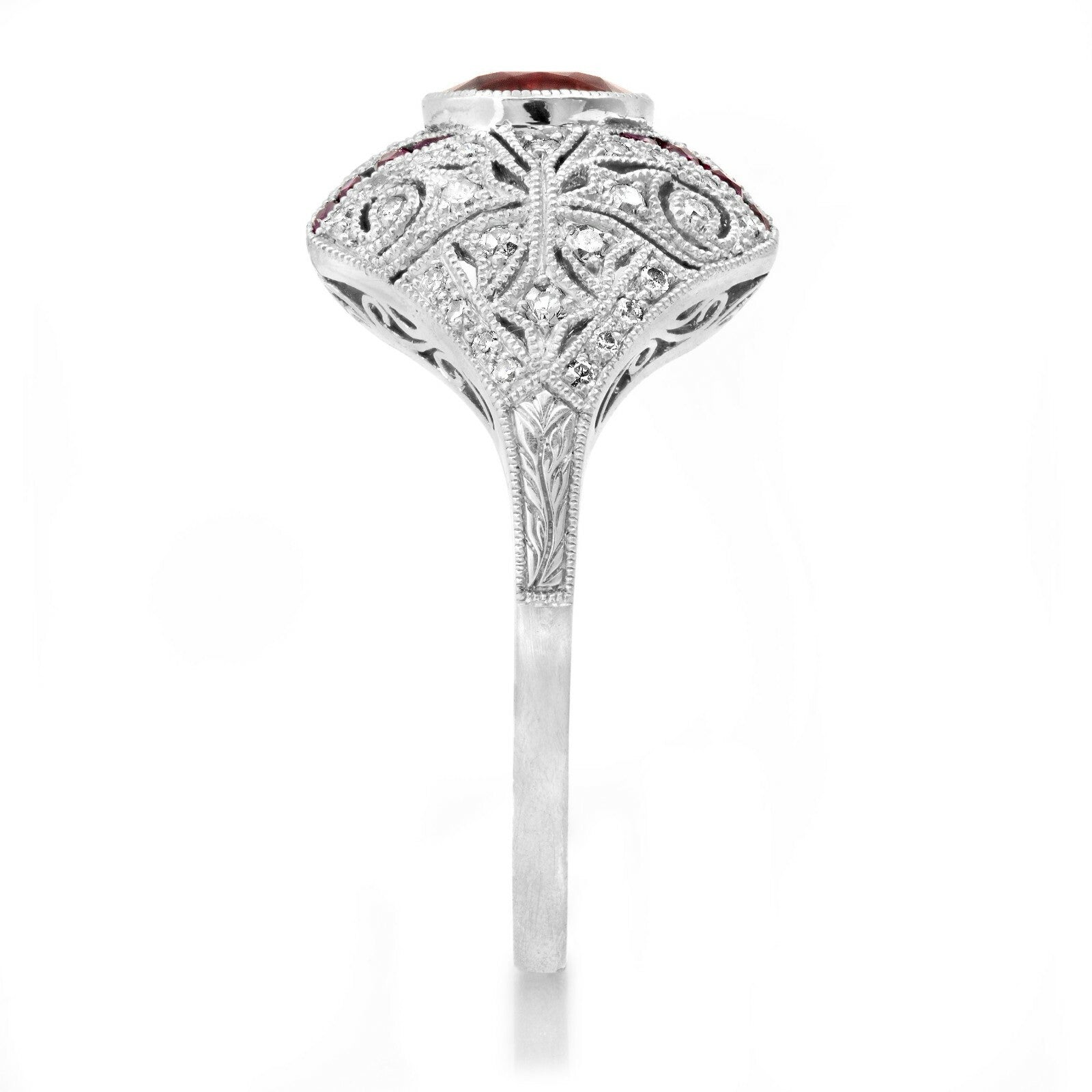 GIA Ruby Diamond Art Deco Platinum Ring Natural NO HEAT Estate Antique Inspired