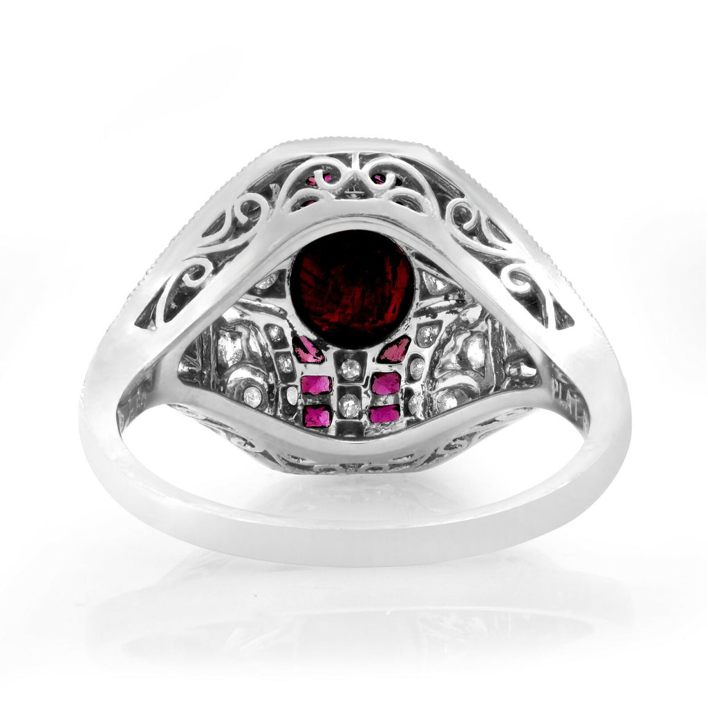 GIA Ruby Diamond Art Deco Platinum Ring Natural NO HEAT Estate Antique Inspired