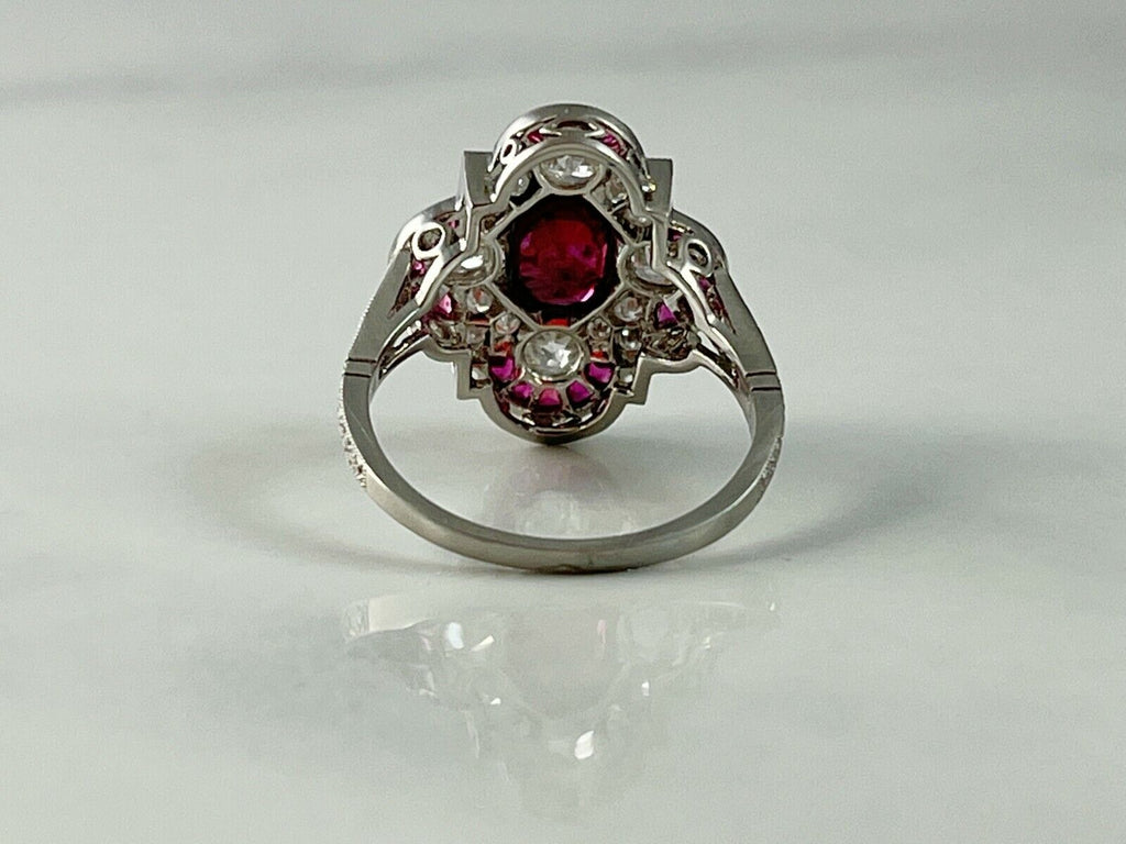 Ruby Diamond Platinum Ring Art Deco Antique Estate Finish Certified Natural